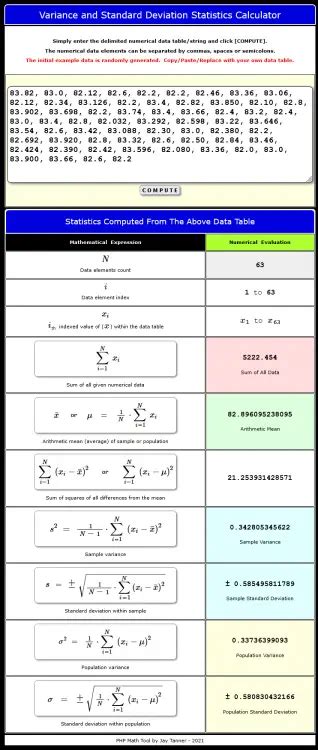 Variance and Standard Deviation Calculator in PHP with Source Code | SourceCodester