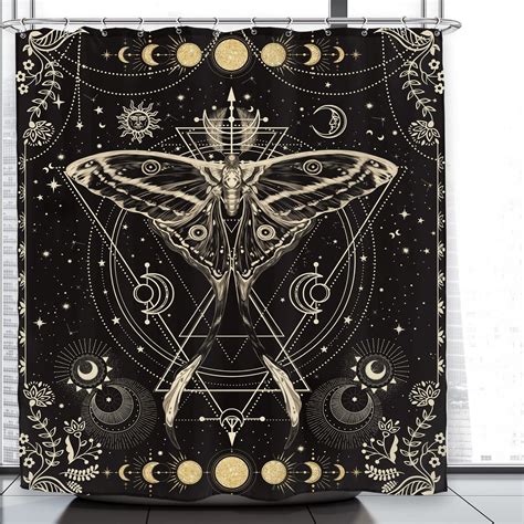 Amazon LGhtyro Gold Moth Cryptid Shower Curtain 60Wx71H Inch Moon