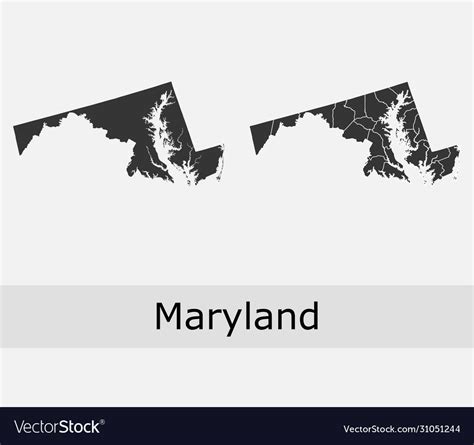 Maryland map counties outline Royalty Free Vector Image