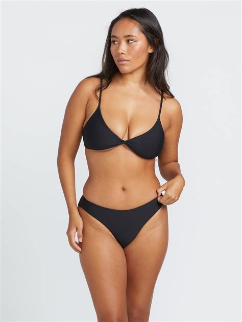 Simply Seamless V Neck Bikini Top Black Volcom Us