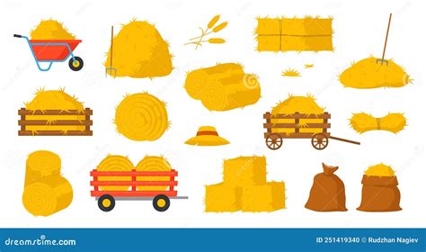 Set Of Bale Of Hay Icons Stock Vector Illustration Of Hayloft