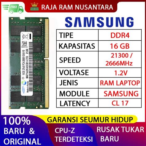 Jual RAM LAPTOP SAMSUNG DDR4 16GB 2666 MHz 21300 ORI GAMING RAM DDR4 ...