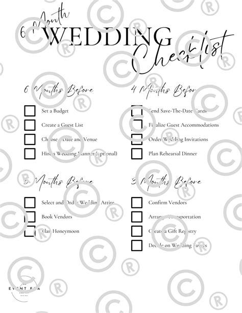 Countdown To I Do The 6 Month Wedding Checklist Etsy