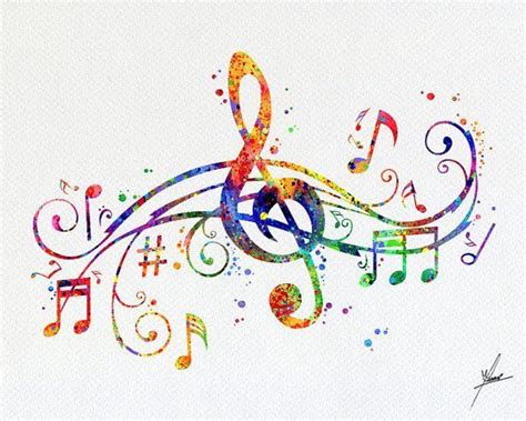 Musical Note Art Prin Watercolor Illustrations Art Print Wall Music