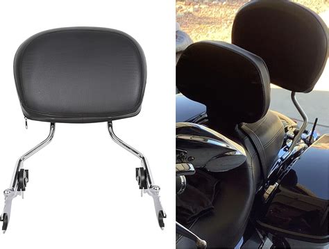 Detachable Sissy Bar With Backrest Pad Chrome Compatible With Harley