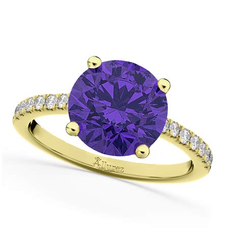 Tanzanite And Diamond Engagement Ring 14k Yellow Gold 2 51ct Ad7300