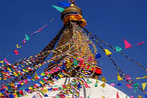 prayer flags on the bodnath stupa, boudhanath, kathmandu, nepal