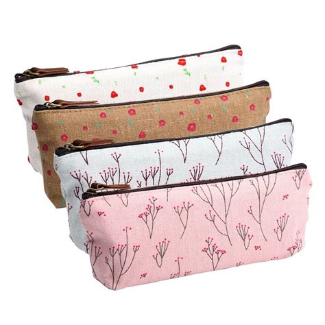 Cute Canvas Pencil Bags Pouches Set Of 4 Only 7 59