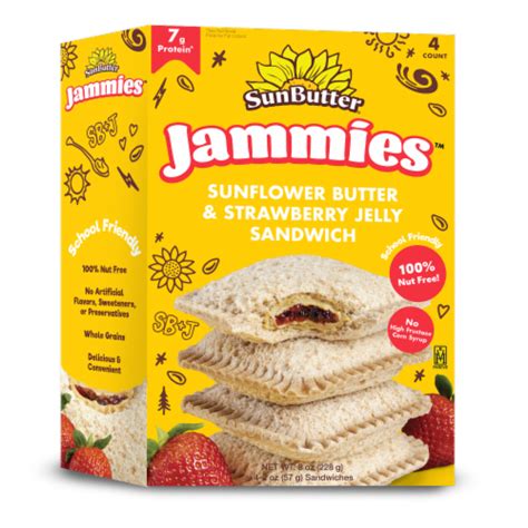 SunButter® Jammies™ Sunflower Butter & Strawberry Jelly Sandwiches, 4 ...