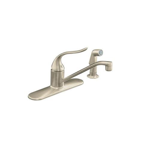 Kohler Coralais Vibrant Brushed Nickel 1 Handle Low Arc Kitchen Faucet With Side Spray At