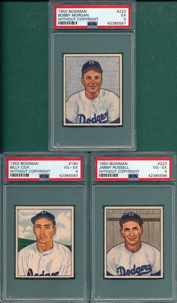 Lot Detail 1950 Bowman Lot Of 3 Dodgers W 222 Morgan PSA No