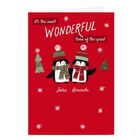 Buy Personalised Kerry Spurling Christmas Card Cute Penguins With 2 Names For Gbp 2 29 Card