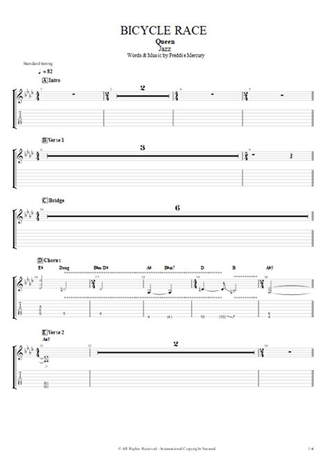 Bicycle Race Tab By Queen Guitar Pro Full Score MySongBook