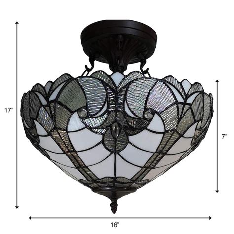 Amora Lighting 2 Light Multi Tiffany Stained Glass Bowl Medium Hanging