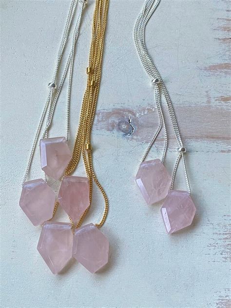 Rose Quartz Necklace Rose Quartz Jewelry Gemstone Necklace - Etsy