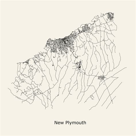 City road map of New Plymouth New Zealand 36040261 Vector Art at Vecteezy