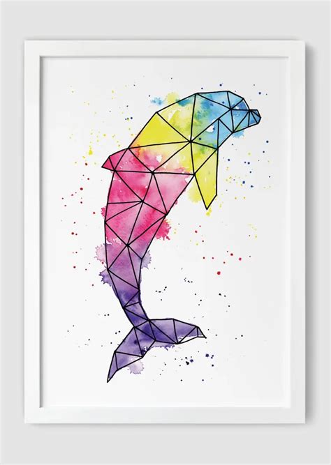 Geometric Dolphin - Happy Art Prints