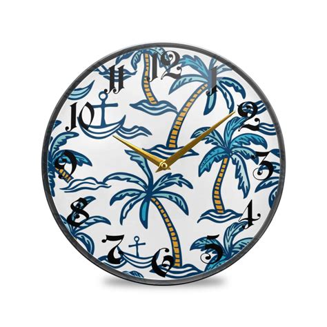 12 Round Silent Wall Clocks Palm Trees And Spear Acrylic Battery