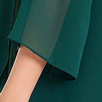 Darkgreen Dress Elegant Midi Straight From Veil Fabric With Pearls With