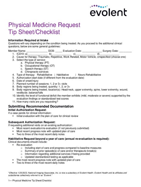 Fillable Online Fillable Online Physical Medicine Request Tip Sheet