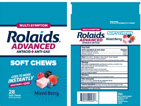 Dailymed Rolaids Advanced Antacid Plus Anti Gas Soft Chews Calcium