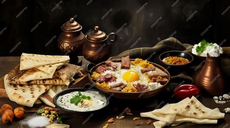 Premium AI Image | fresh Delicious Arabian Breakfast