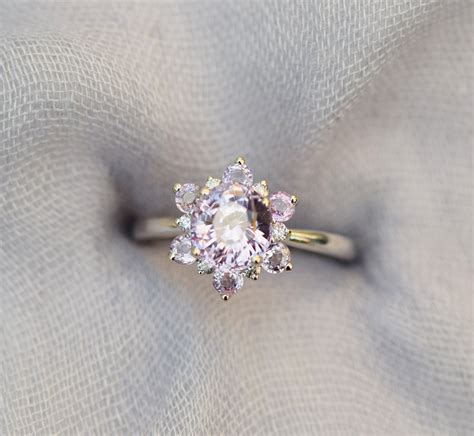 Lavender Snowflake Engagement Ring Sapphire Ring Round Mauve Sapphire