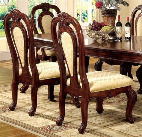 Formal Dining Room Set Wdark Cherry Finish And Carving Details