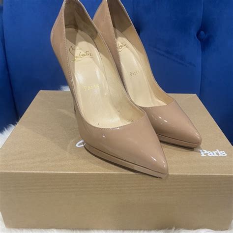 Christian Louboutin Pigalle Plato 120 Nude Patent Platform Heel EU 36 5