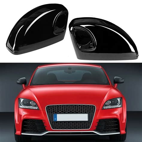 Gloss Black Car Rearview Mirror Cap Side Wing Cover For Audi Tt Tts Mk2 8j Ttrs