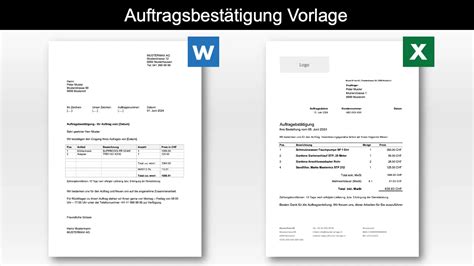 Auftragsbest Tigung Vorlagen Kostenlos F R Word Excel