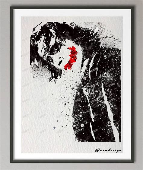 Original Watercolor Batman Heath Ledger Joker Poster Print Pictures