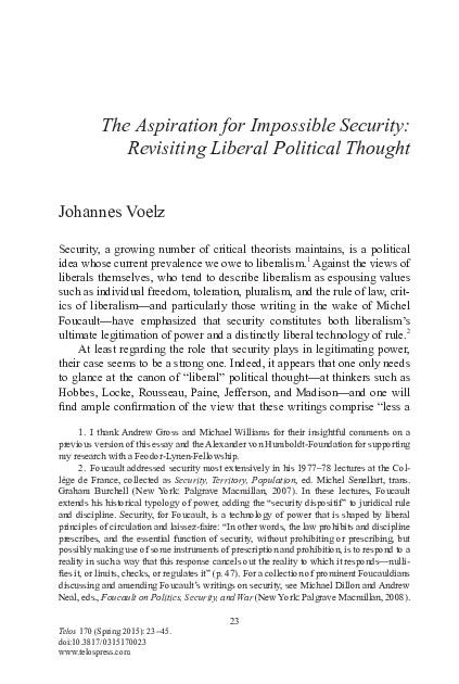 Pdf The Aspiration For Impossible Security Revisiting Liberal