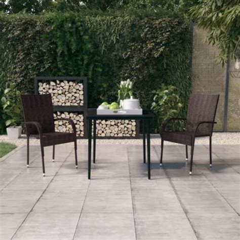 Vidaxl Piece Patio Dining Set Brown And Black Table Length