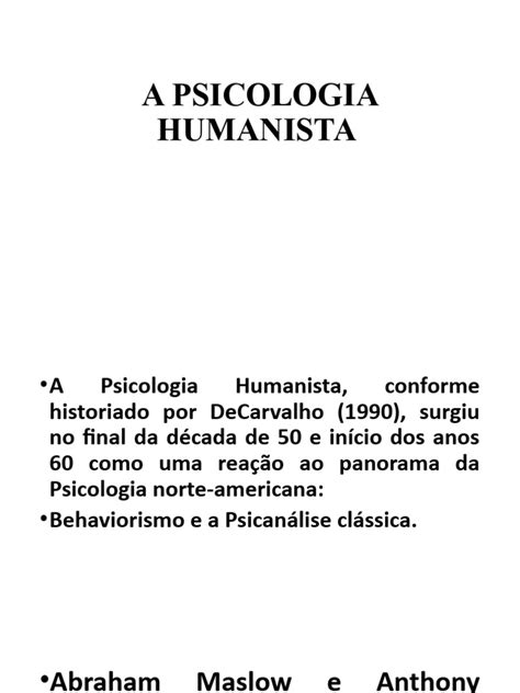 Psicologia Humanista: Origem e Influências | PDF | Behaviorismo ...