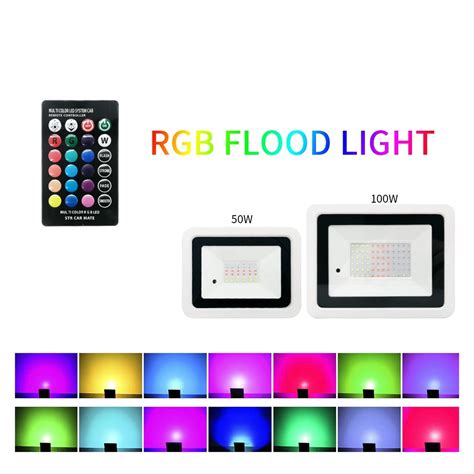 Rgb Led Flood Light 20w 30w 50w 100w Outdoor Rgb Floodlight Reflector Spotlight Ip68 Led Wall