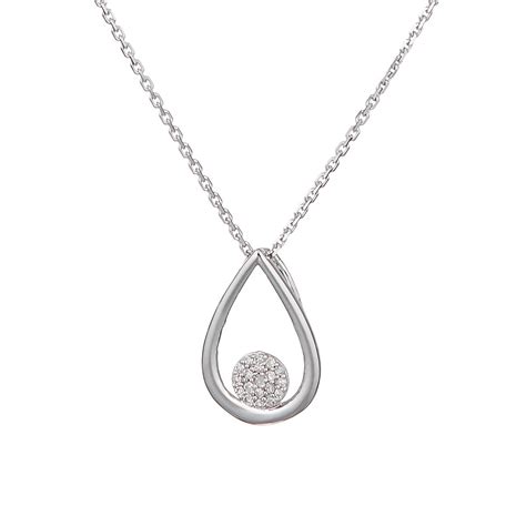 Pendentif Poire En Or Blanc 9k Et 19 Diamants HP1 Mes Bijoux Fr