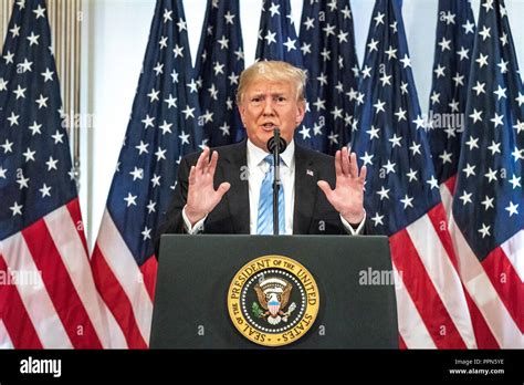 New York, USA, 26 September 2018. US President Donald Trump at a news ...