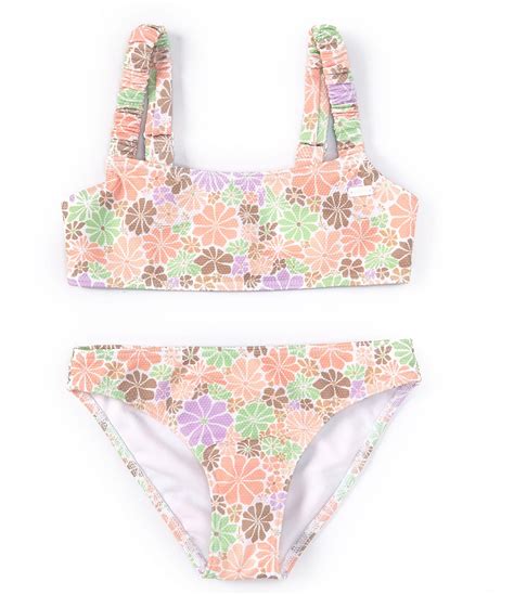 Roxy Big Girls 7 16 Flower Printed Bralette Top And Hipster Bottom 2