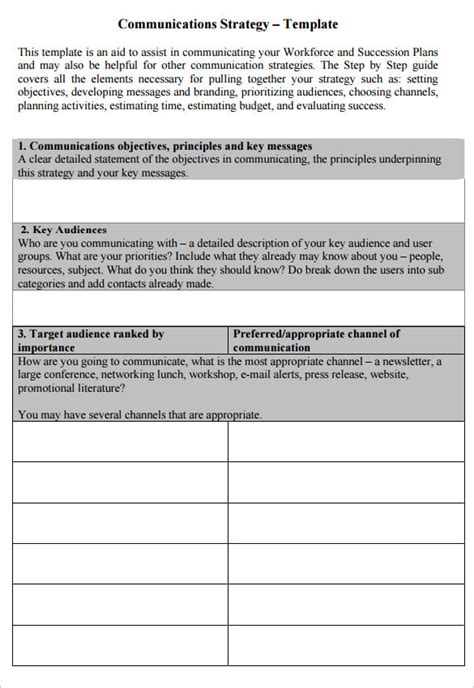 Communication Strategy Template Word