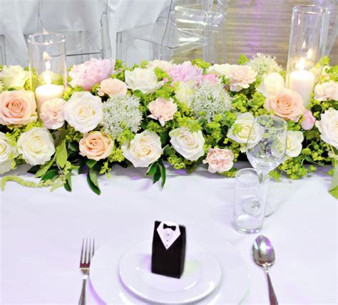 Cherie Kelly Head Table Floral Runner Garland Wedding Flower Arrangements With Candles London