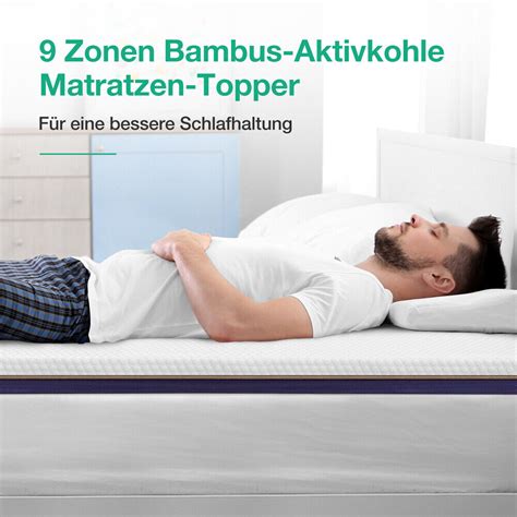 Matratzenauflage Topper 9 Zonen Memory Gelschaum Bambus Geschaum 90