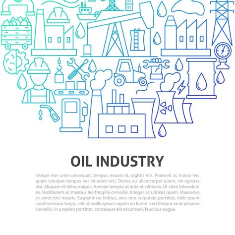 Concepto de línea de la industria petrolera Vector Premium