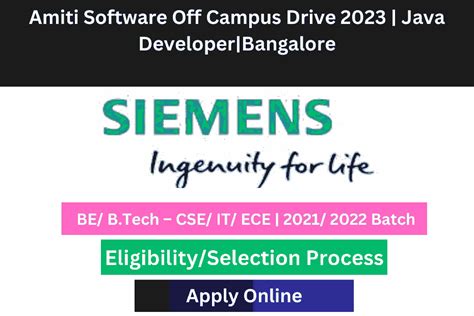 Siemens Off Campus Drive Freshers Graduate Trainee Engineer