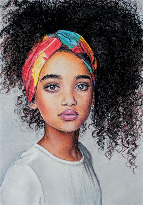 Girl with curly hair, soft pastels : r/drawing