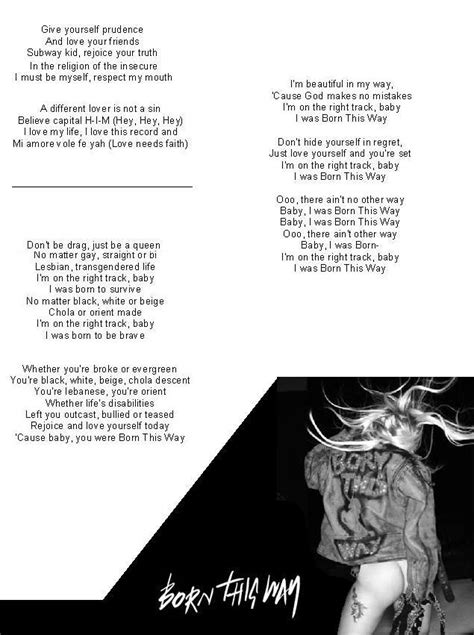 Born This Way Lyrics Part 2 by gaga-fanno1 on DeviantArt