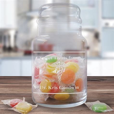 Personalized Doctor Treat Jar Engraved Doctors Office Candy Jar