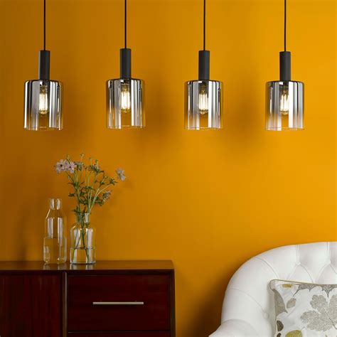 Striking 4 Light Ombre Smoked Glass Shade Bar Pendant Stillorgan Decor