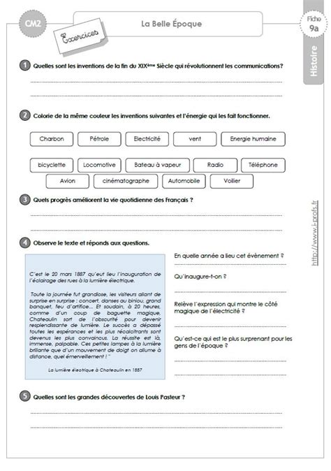 le 19e siècle cm2