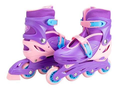 Patins Roller Inline Infantil Roxo A Menina Prote O Frete Gr Tis